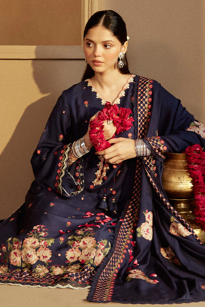 CROSS STITCH - 3PC DHANAK EMBROIDERED SHIRT WITH DHANAK EMBROIDERED SHAWL AND TROUSER -