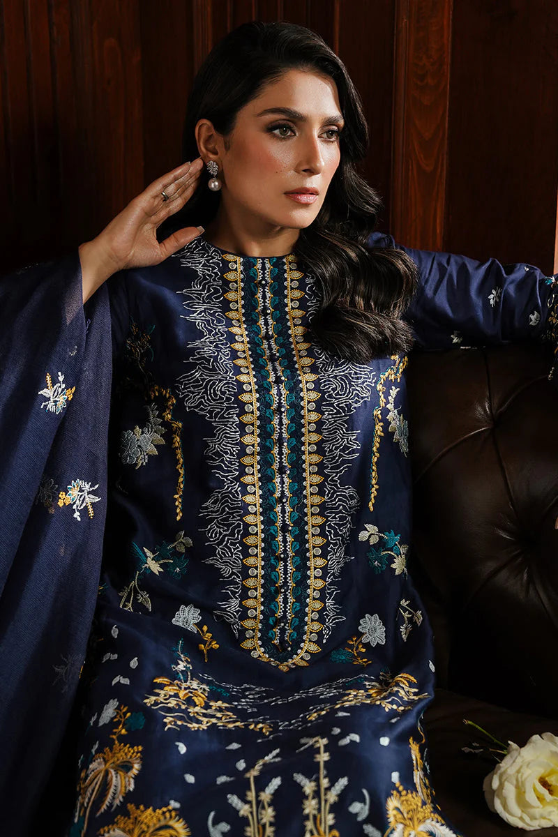 CROSS STITCH - 3PC DHANAK EMBROIDERED SHIRT WITH DHANAK EMBROIDERED SHAWL AND TROUSER -