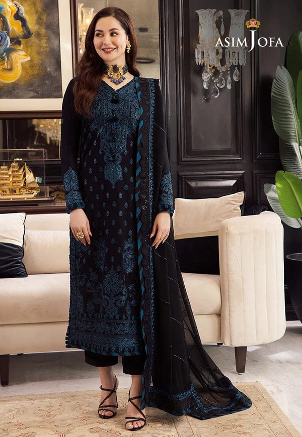ASIM JOFA- 3PC LAWN EMBROIDERED SHIRT WITH BAMBER CHIFFON EMBROIDERED DUPATTA AND TROUSER