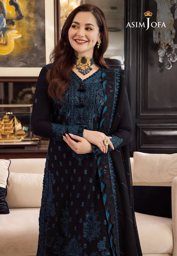 ASIM JOFA- 3PC LAWN EMBROIDERED SHIRT WITH BAMBER CHIFFON EMBROIDERED DUPATTA AND TROUSER