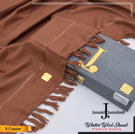 J. PREMIUM WOOL SHAWL FOR MENS WITH GIFT BOX & BAG ( Copper )