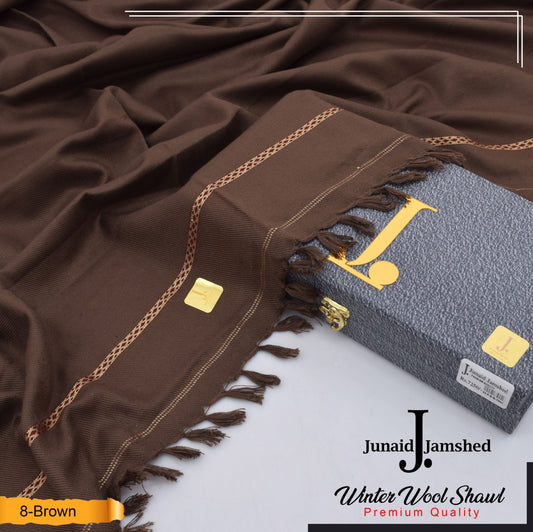 J. PREMIUM WOOL SHAWL FOR MENS WITH GIFT BOX & BAG ( Brown )
