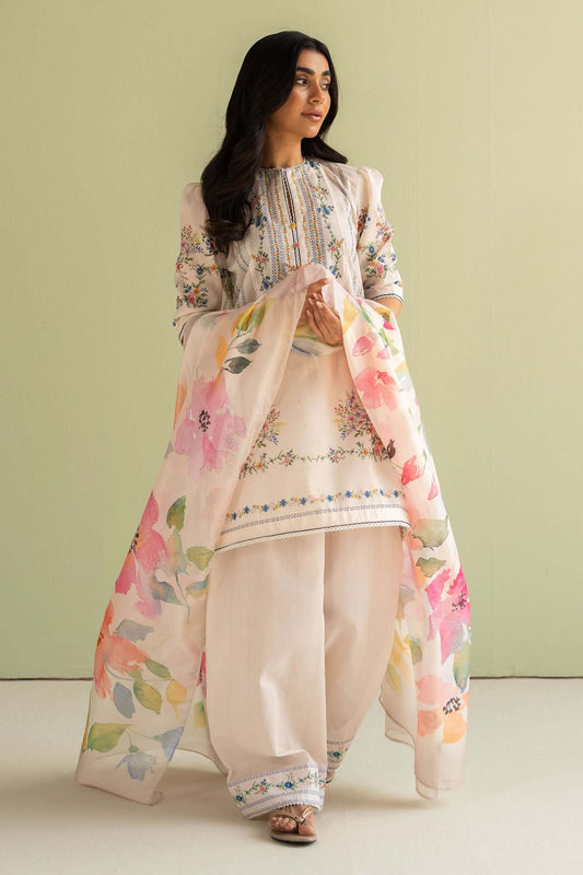 3 Piece Unstitched Digital Printed Lawn Suit ( Fine Printed Silk Dupatta )