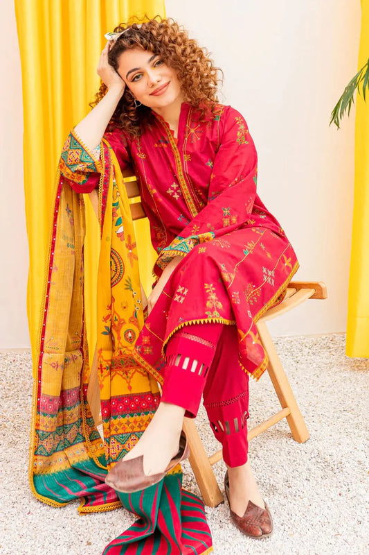 BATIK - 3PC LAWN EMBROIDERED SHIRT PRINT ORGANZA DUPATTA & TROUSER