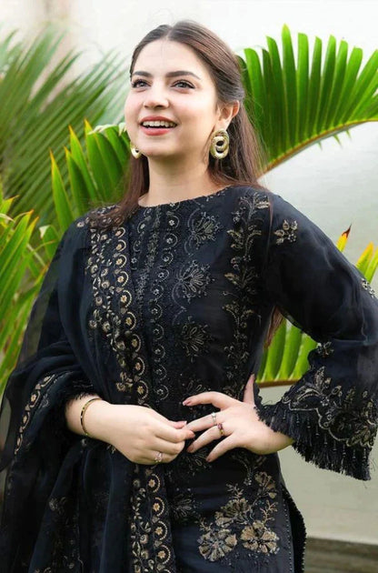 DANANEER - 3PC LAWN EMBROIDERED WITH CHIFFON EMBROIDERED DUPATTA