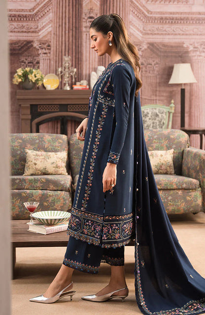 SERAN - 3PC DHANAK EMBROIDERED SHIRT WITH DHANAK EMBROIDERED SHAWL AND TROUSER -