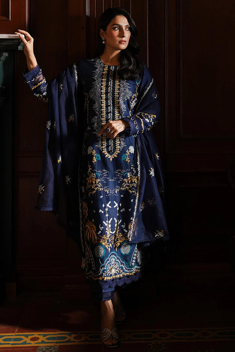 CROSS STITCH - 3PC DHANAK EMBROIDERED SHIRT WITH DHANAK EMBROIDERED SHAWL AND TROUSER -