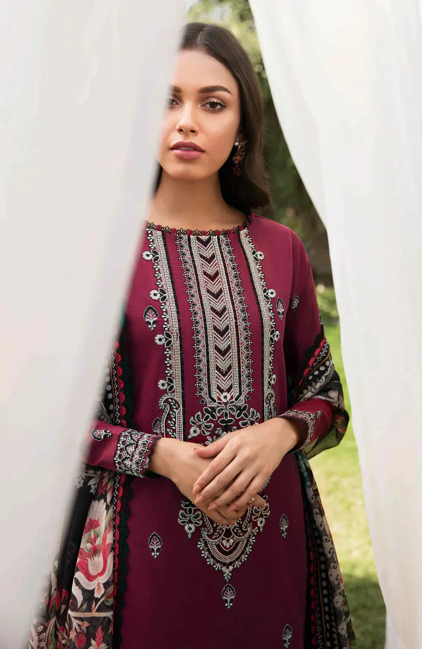 BATIK -3PC LAWN EMBROIDERED WITH COTTON SILK PTINT DUPATTA