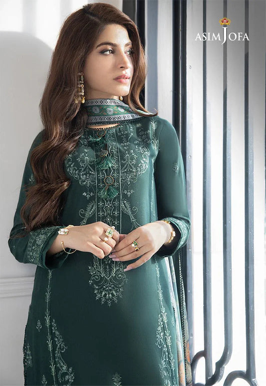 ASIM JOFA- 3PC LAWN HEAVY EMBROIDERED SHIRT WITH DIAMOND PRINT DUPATTA