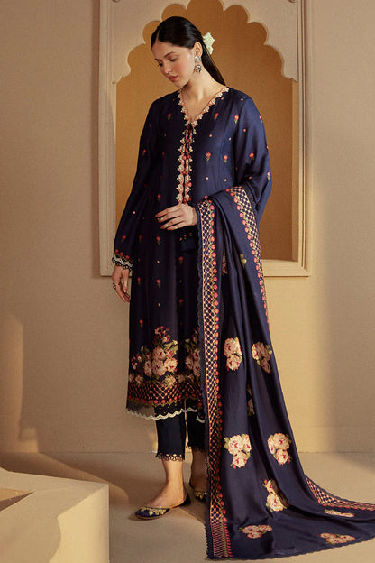 CROSS STITCH - 3PC DHANAK EMBROIDERED SHIRT WITH DHANAK EMBROIDERED SHAWL AND TROUSER -