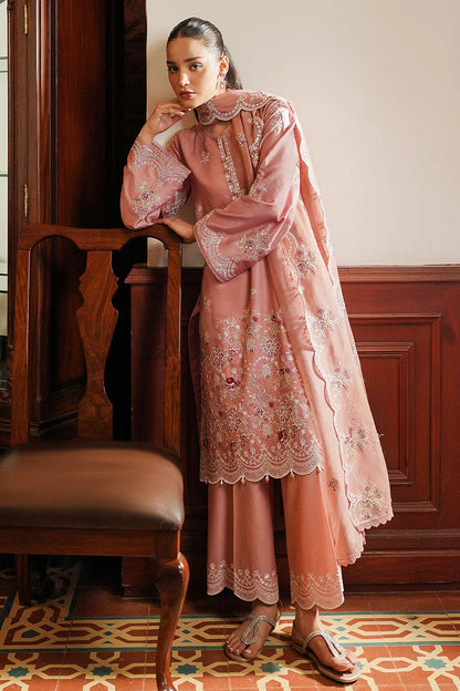CROSS STITCH - 3PC DHANAK EMBROIDERED SHIRT WITH DHANAK EMBROIDERED SHAWL AND TROUSER -