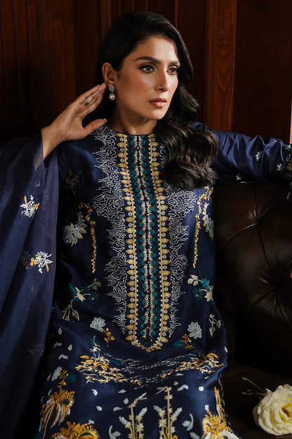 CROSS STITCH - 3PC DHANAK EMBROIDERED SHIRT WITH DHANAK EMBROIDERED SHAWL AND TROUSER -