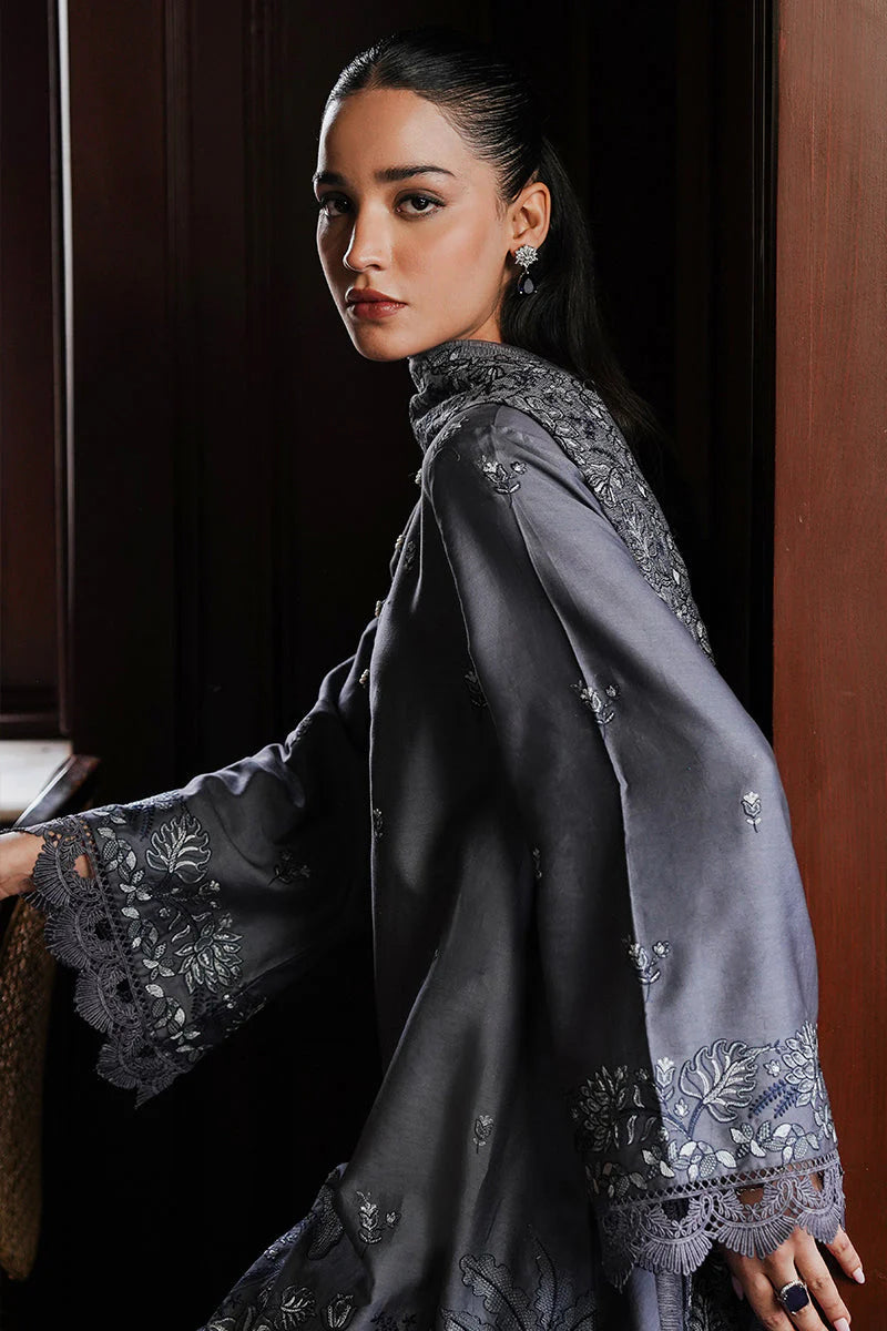 CROSS STITCH - 3PC DHANAK EMBROIDERED SHIRT WITH DHANAK EMBROIDERED SHAWL AND TROUSER -