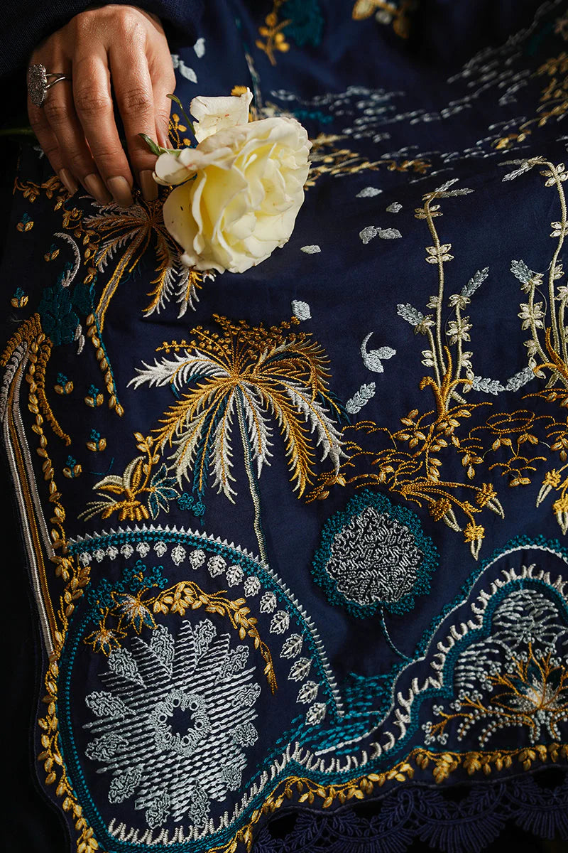 CROSS STITCH - 3PC DHANAK EMBROIDERED SHIRT WITH DHANAK EMBROIDERED SHAWL AND TROUSER -