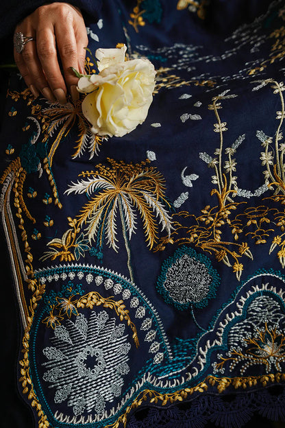 CROSS STITCH - 3PC DHANAK EMBROIDERED SHIRT WITH DHANAK EMBROIDERED SHAWL AND TROUSER -