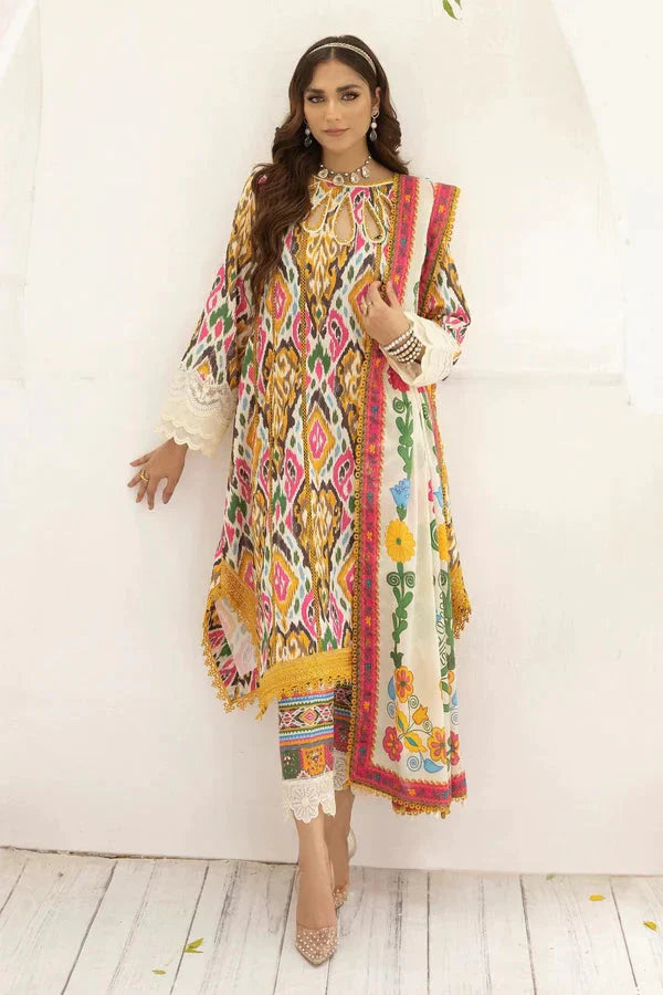 CHARIZMA - 3PC LAWN PRINTED SHIRT WITH PRINTED DUPATTA AND TROUSER