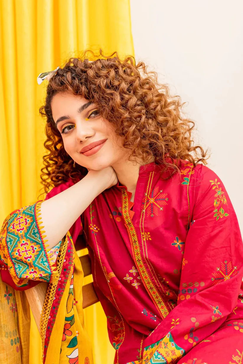 BATIK - 3PC LAWN EMBROIDERED SHIRT PRINT ORGANZA DUPATTA & TROUSER