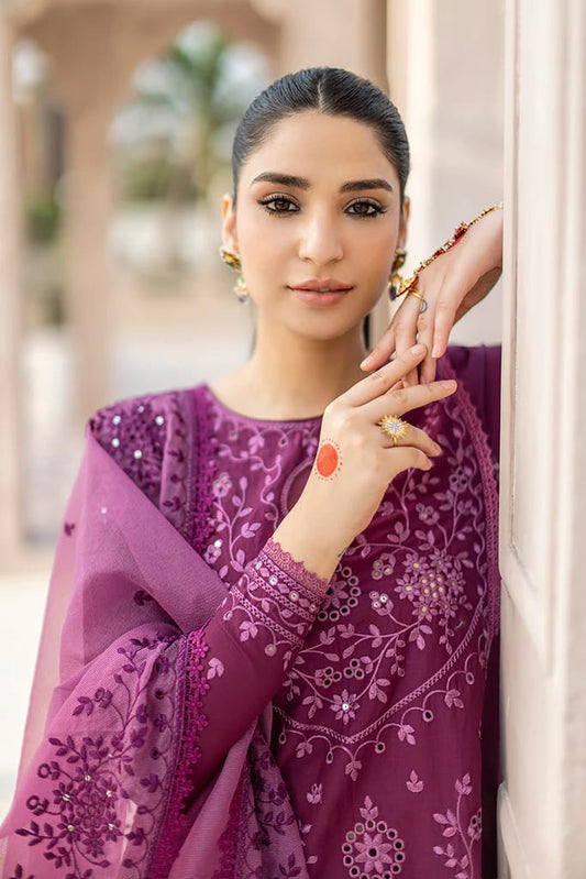 ASIM JOFA- 3PC LAWN HEAVY EMBROIDERED SHIRT WITH ORGANZA HEAVY EMBROIDERED DUPATTA