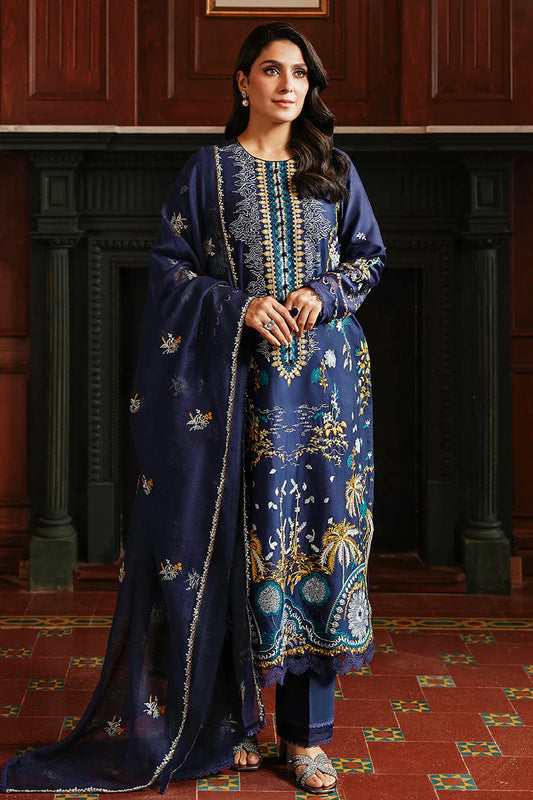 CROSS STITCH - 3PC DHANAK EMBROIDERED SHIRT WITH DHANAK EMBROIDERED SHAWL AND TROUSER -