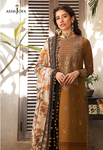ASIM JOFA-3PC LAWN EMBROIDERED WITH COTTON SILK PTINT DUPATTA