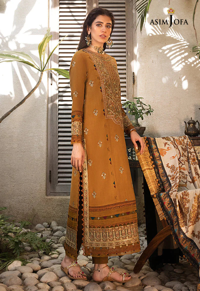 ASIM JOFA-3PC LAWN EMBROIDERED WITH COTTON SILK PTINT DUPATTA