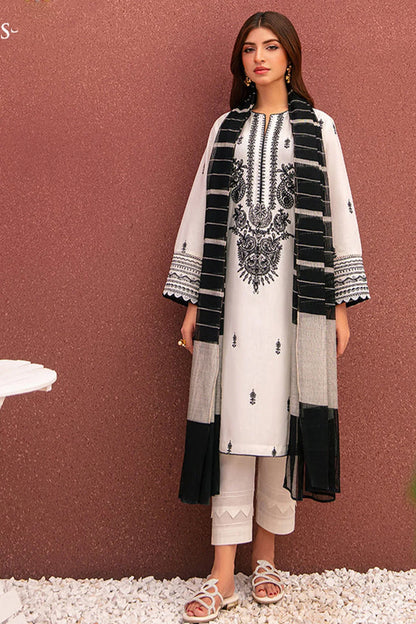 ASIM JOFA- 3PC LAWN EMBROIDERED SHIRT WITH DIAMOND PRINTED DUPATTA AND TROUSER-BIC-2768