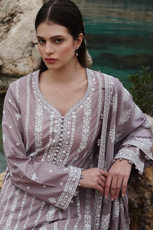 IMAGE - 3PC DHANAK EMBROIDERED SHIRT WITH DHANAK EMBROIDERED SHAWL AND TROUSER -