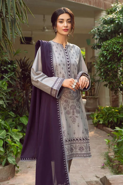 JAZMIN - 3PC LAWN EMBROIDERED SHIRT WITH BAMBER CHIFFON EMBROIDERD DUPATTA