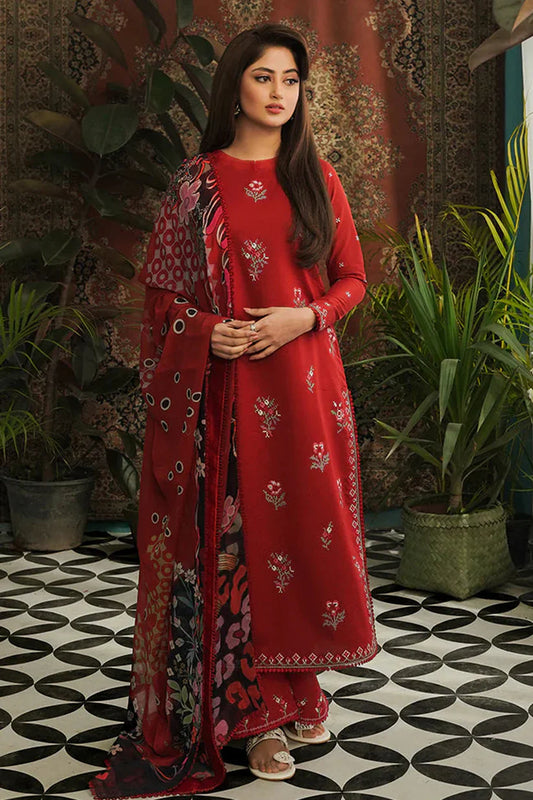 AFSANEH- 3PC LAWN EMBROIDERED SHIRT WITH DIAMOND PRINT DUPATTA