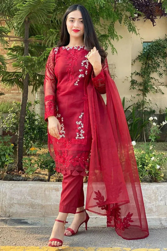 AZURE- ORGANZA HEAVY EMBROIDERED SHIRT WITH ORGANZA EMBROIDERED DUPATTA AND LAWN INNER