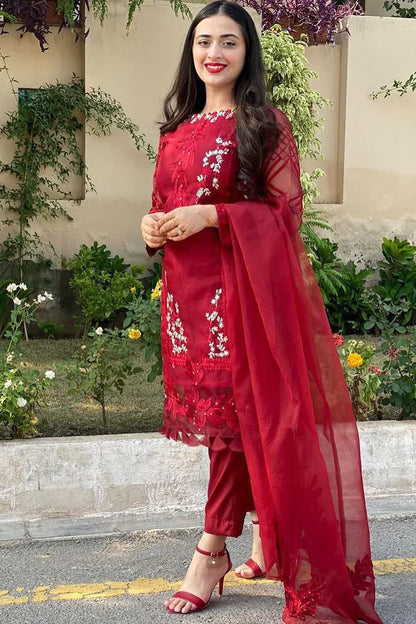 AZURE- ORGANZA HEAVY EMBROIDERED SHIRT WITH ORGANZA EMBROIDERED DUPATTA AND LAWN INNER