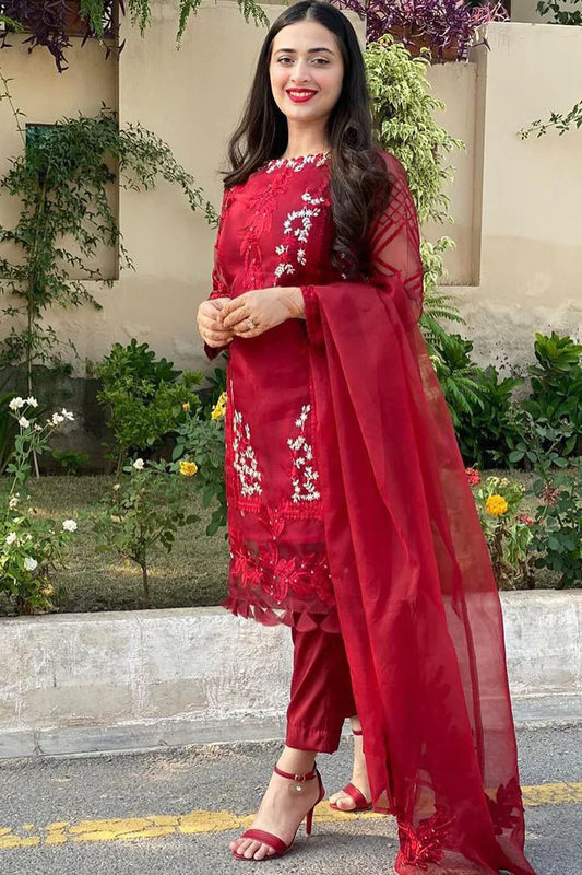 AZURE- ORGANZA HEAVY EMBROIDERED SHIRT WITH ORGANZA EMBROIDERED DUPATTA AND LAWN INNER