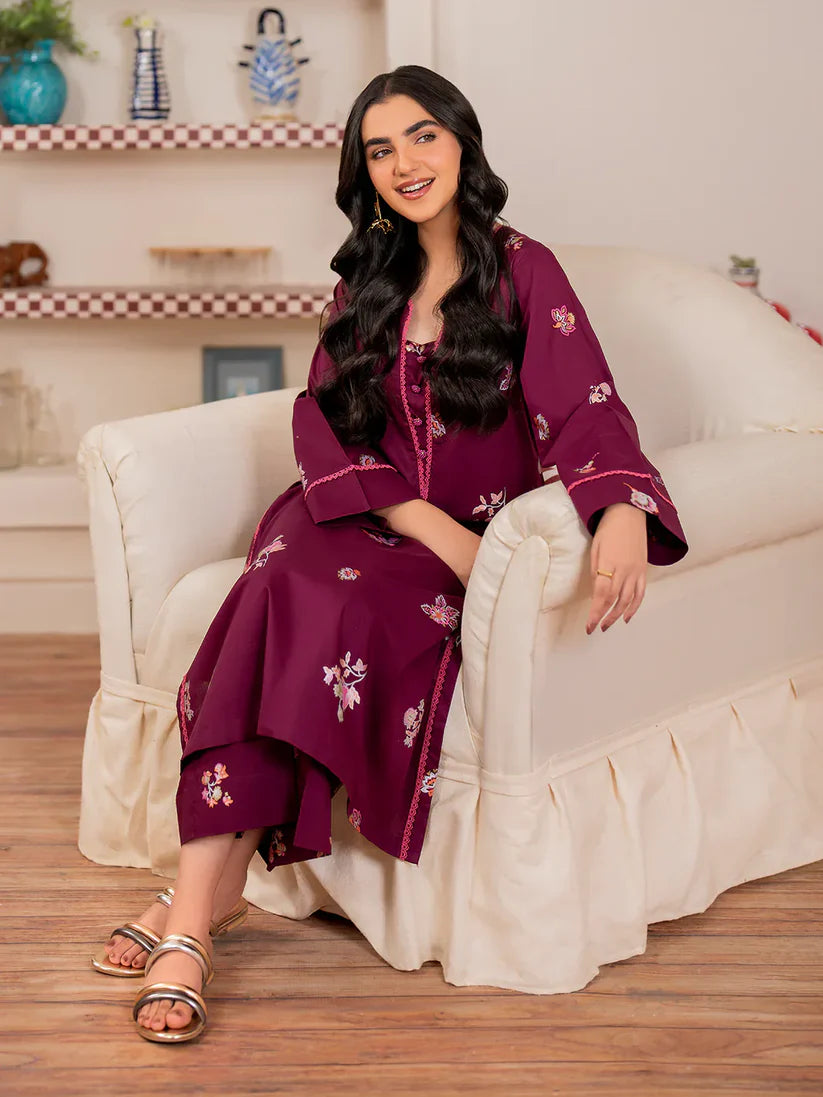 BATIK - 3PC DHANAK EMBROIDERED SHIRT WITH TWILL PRINTED SHAWL AND TROUSER -