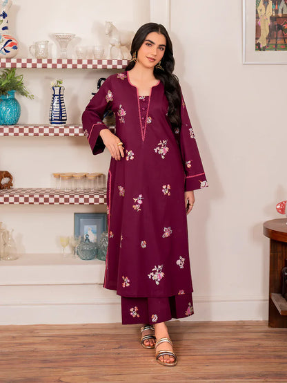 BATIK - 3PC DHANAK EMBROIDERED SHIRT WITH TWILL PRINTED SHAWL AND TROUSER -