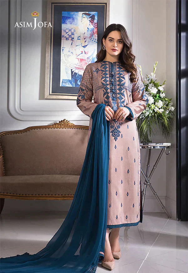 ASIM JOFA 3PC LAWN EMBROIDERED WITH BAMBER CHIFFON DUPATTA