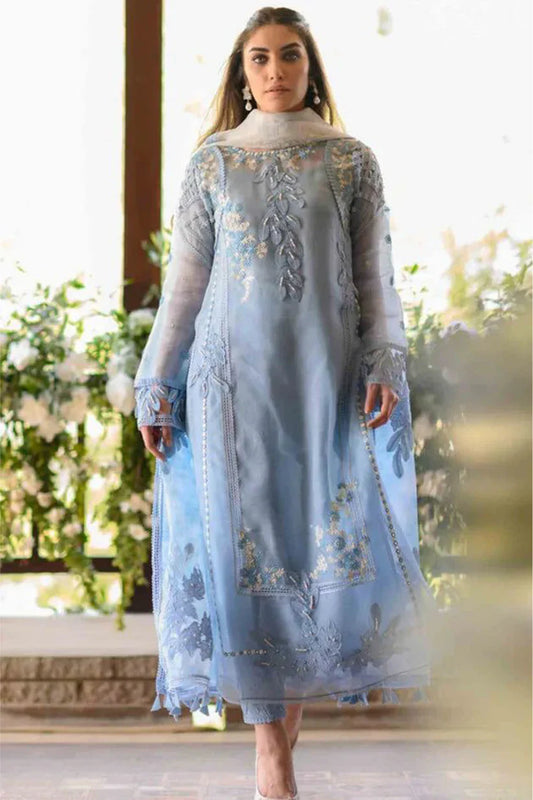 AZURE- ORGANZA HEAVY EMBROIDERED SHIRT WITH ORGANZA EMBROIDERED DUPATTA AND LAWN INNER
