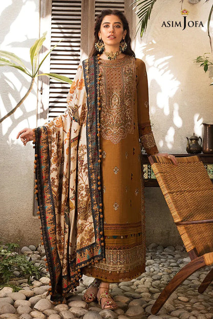 ASIM JOFA-3PC LAWN EMBROIDERED WITH COTTON SILK PTINT DUPATTA