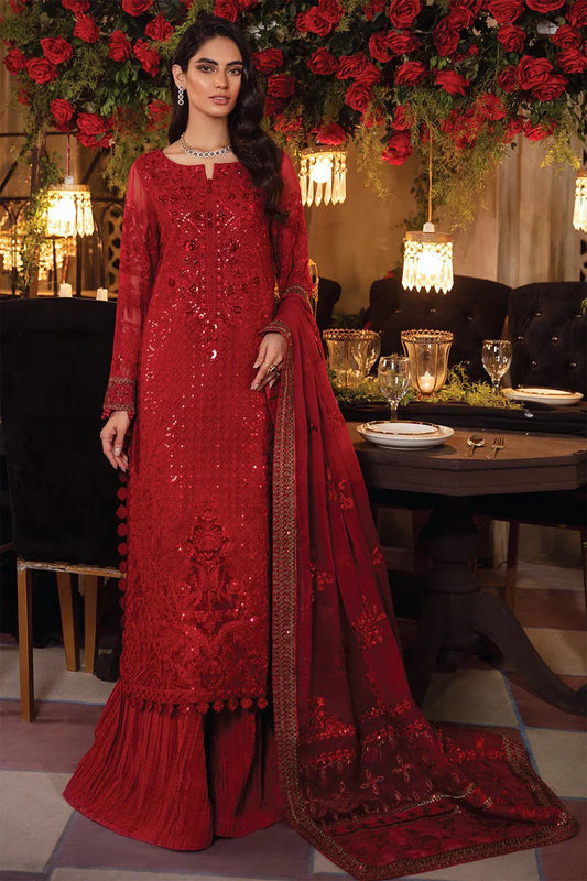 BAROUQE 3PC HEAVY EMBROIDERED HANDMADE WORK WITH HEAVY EMBROIDERED DUPATTA