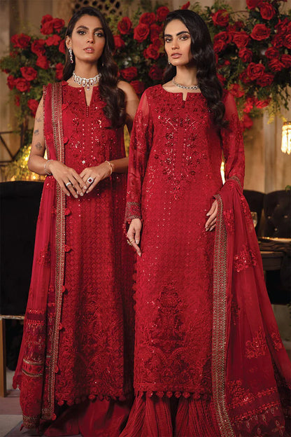 BAROUQE 3PC HEAVY EMBROIDERED HANDMADE WORK WITH HEAVY EMBROIDERED DUPATTA