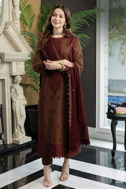 ASIM JOFA- 3PC LAWN EMBROIDERED SHIRT WITH BAMBER CHIFFON EMBROIDERED DUPATTA AND TROUSER