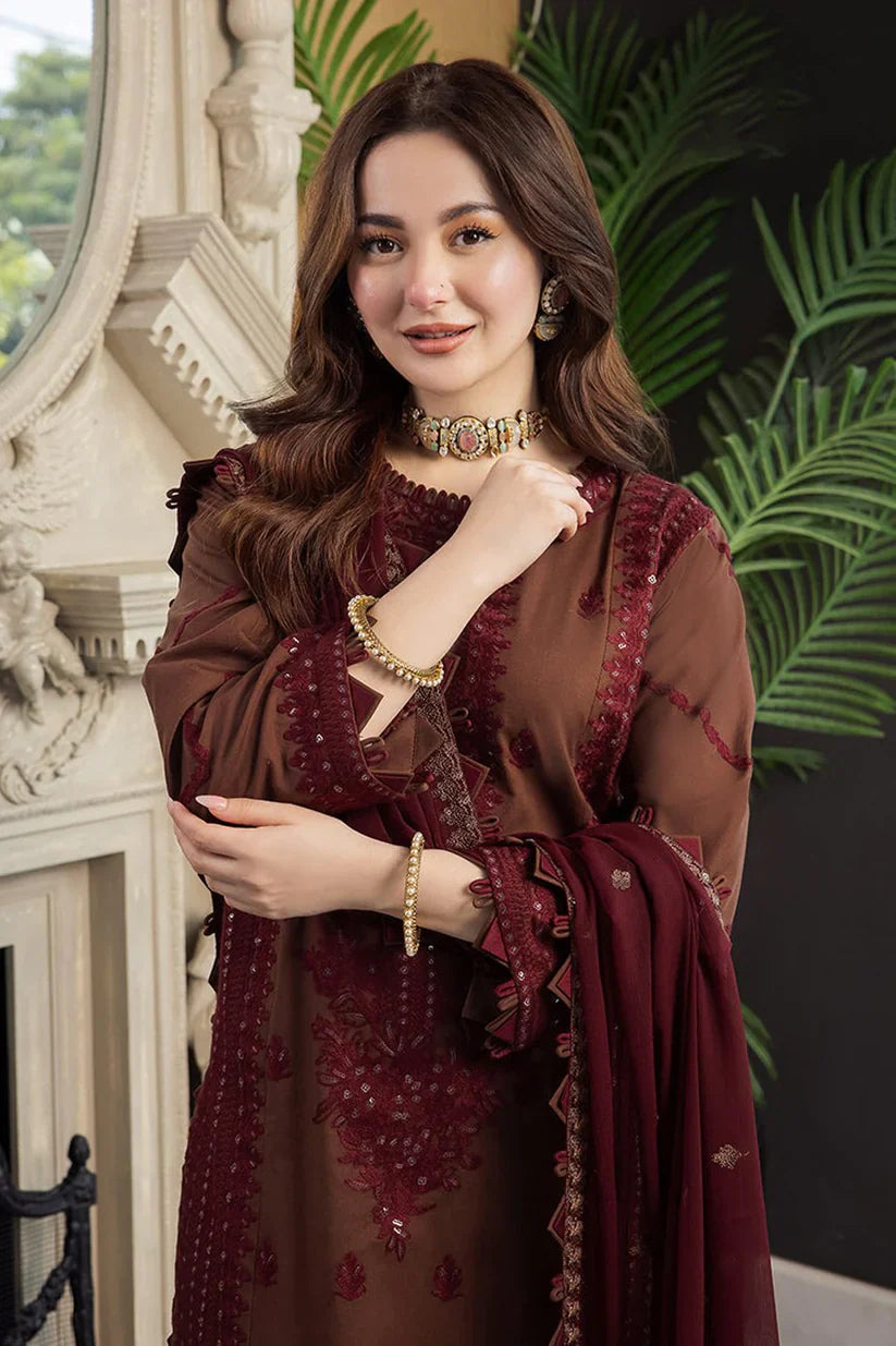 ASIM JOFA- 3PC LAWN EMBROIDERED SHIRT WITH BAMBER CHIFFON EMBROIDERED DUPATTA AND TROUSER