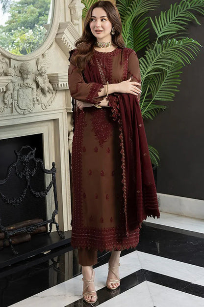 ASIM JOFA- 3PC LAWN EMBROIDERED SHIRT WITH BAMBER CHIFFON EMBROIDERED DUPATTA AND TROUSER