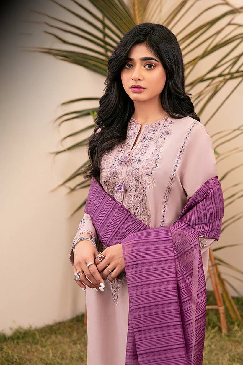 ASIM JOFA- 3PC LAWN EMBROIDERED SHIRT WITH DIAMOND PRINTED DUPATTA AND TROUSER
