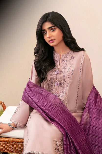 ASIM JOFA- 3PC LAWN EMBROIDERED SHIRT WITH DIAMOND PRINTED DUPATTA AND TROUSER