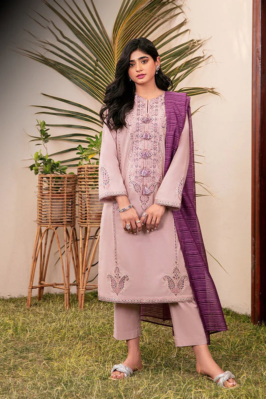 ASIM JOFA- 3PC LAWN EMBROIDERED SHIRT WITH DIAMOND PRINTED DUPATTA AND TROUSER
