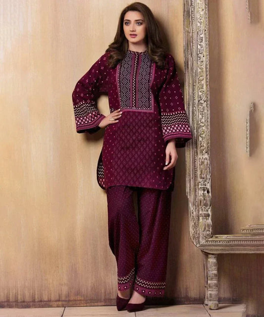 Linen-2pc Embroidered-