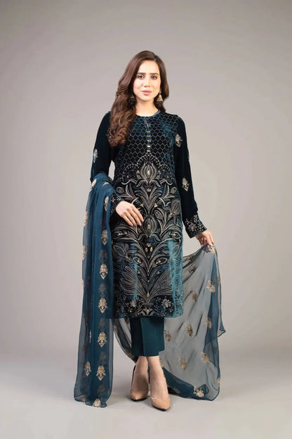 BAREEZE - 3PC LAWN EMBROIDERED WITH CHIFFON EMBROIDERED DUPATTA