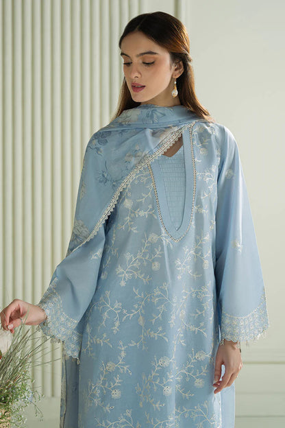 CROSS STITCH - 3PC DHANAK EMBROIDERED SHIRT WITH TWILL PRINTED SHAWL AND TROUSER -
