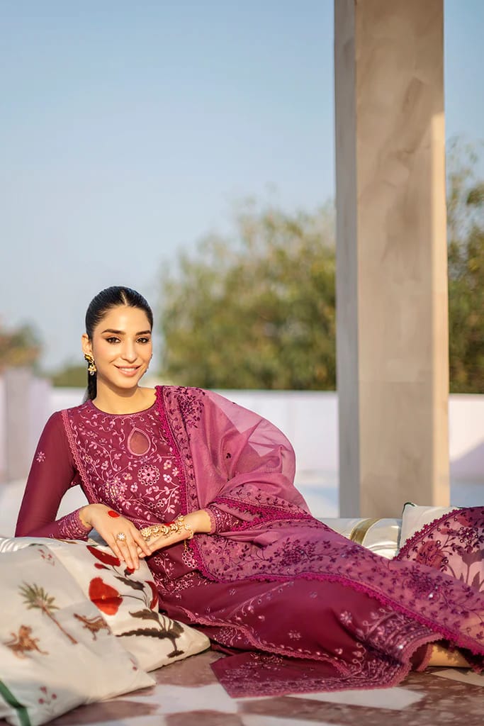 ASIM JOFA- 3PC LAWN HEAVY EMBROIDERED SHIRT WITH ORGANZA HEAVY EMBROIDERED DUPATTA
