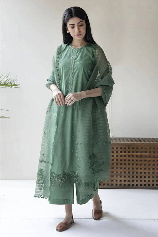 DYOT - 3PC LAWN WITH ORGANZA EMBROIDERED DUPPATTA